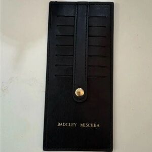 Badgley Mischka Black Key & Card Holder with Gold Detail